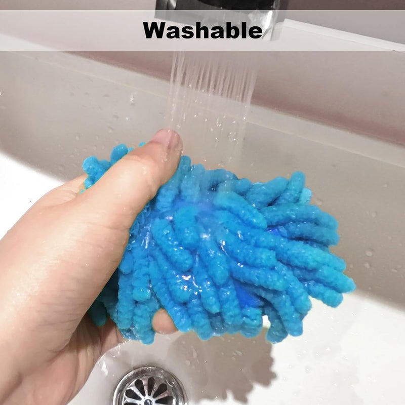 SITHON 4 Pieces Magnetic Microfiber Shag Whiteboard Eraser, Washable Microfiber Shag Dry Erase Board Eraser for Markers, Chalk, Home and Office (Gray/Blue) - Image 4